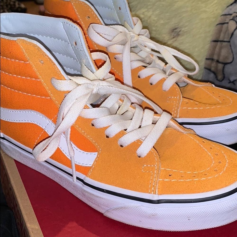 custom yellow high top vans